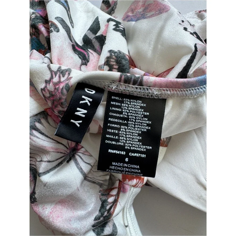 DKNY Butterfly Print One Piece Swimsuit Tummy Control Surplice Size 6 NWT - Picture 4 of 5